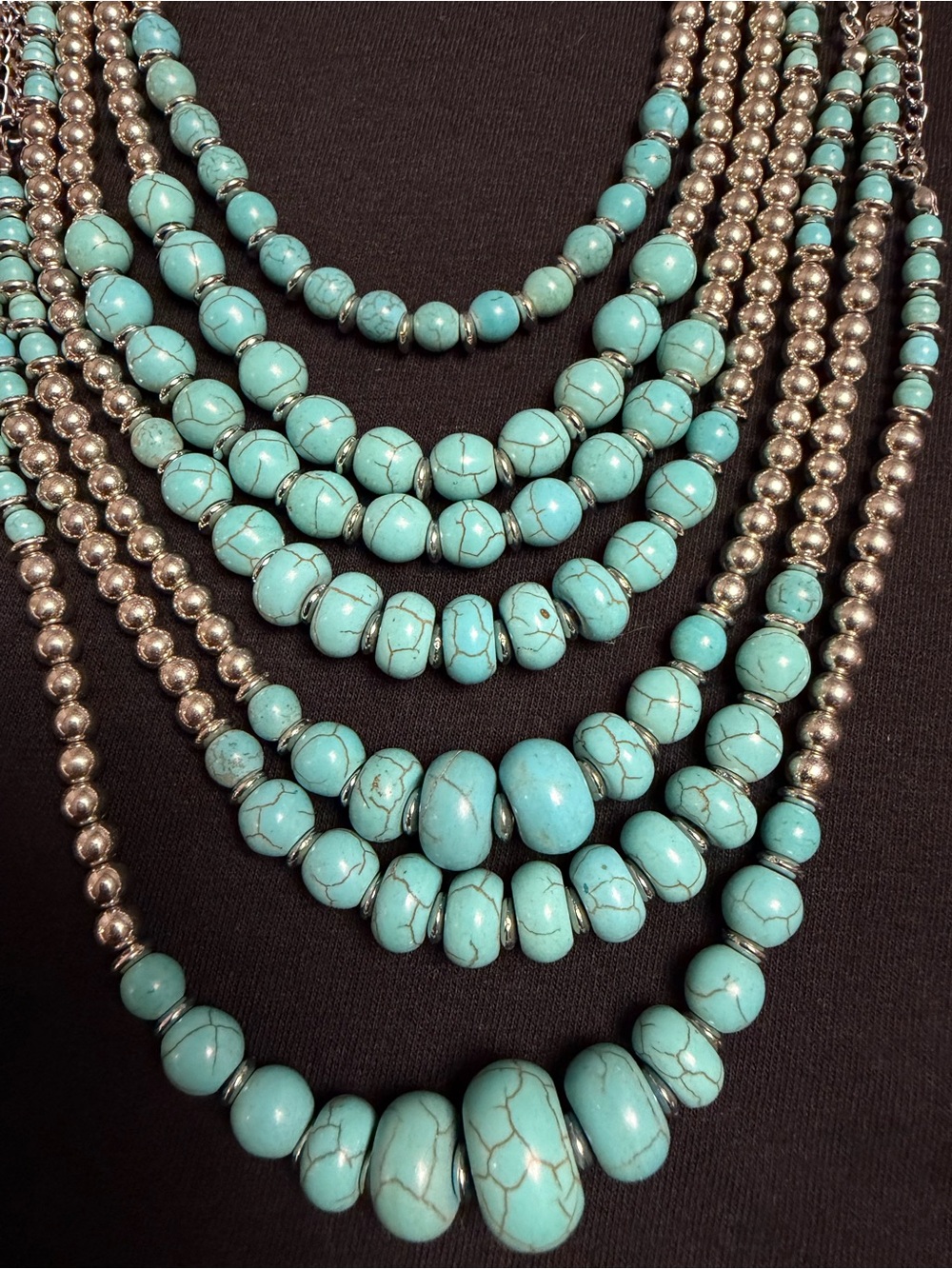 Park Lane Turquoise Silver Multi-Strand Statement Necklace